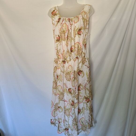 J. Jill White‎ Paisley Floral Sleeveless Asymmertrical Midi Dress Womens sz M - Picture 1 of 6